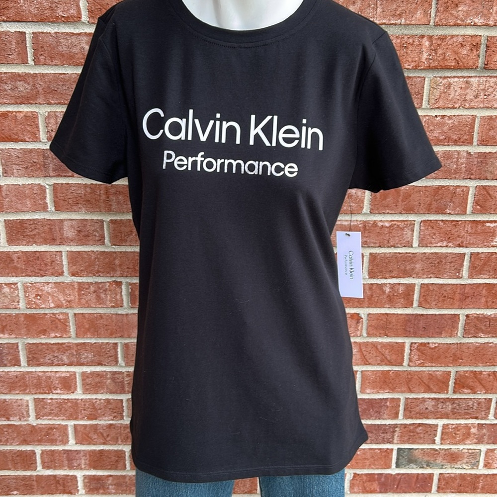 CALVIN KLEIN PERFORMANCE Black/White Hot Stamped Women’s Short Sleeve T-Shirt